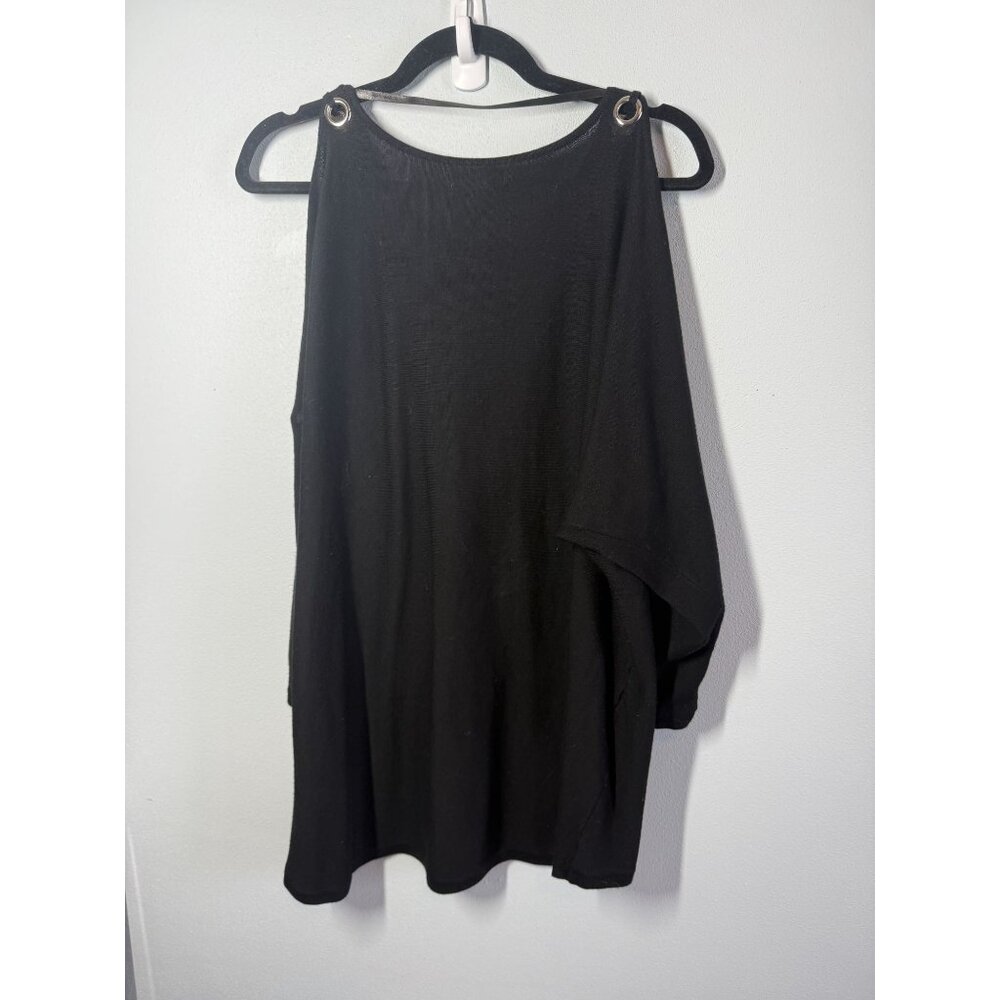 Cable & Gauge Womens‎ Open Shoulder & Arm Tunic Sweater XL Black Scoop Neckline - Picture 2 of 6
